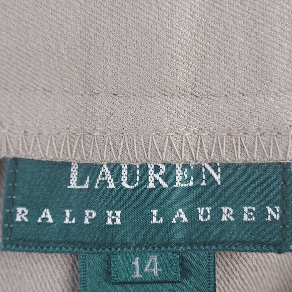 Lauren Ralph Lauren Trousers Women 14 Tan Tapered Leg High Rise Cotton Spandex - Picture 5 of 6